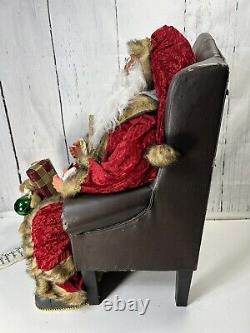 31 Santa Claus Sitting On Armchair Throne Sack Of Toys Christmas Figure Display