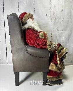 31 Santa Claus Sitting On Armchair Throne Sack Of Toys Christmas Figure Display