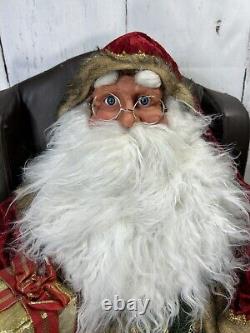 31 Santa Claus Sitting On Armchair Throne Sack Of Toys Christmas Figure Display