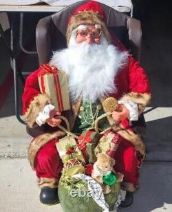 31 Santa Claus Sitting in Wing Chair Holiday Christmas Display, Presents, Toys