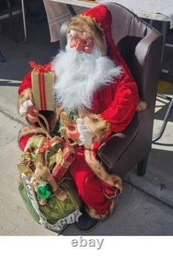 31 Santa Claus Sitting in Wing Chair Holiday Christmas Display Presents Toys
