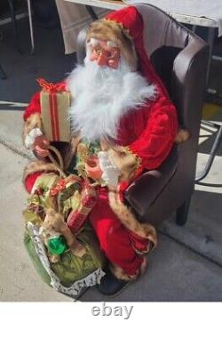 31 Santa Claus Sitting in Wing Chair Holiday Christmas Display, Presents, Toys