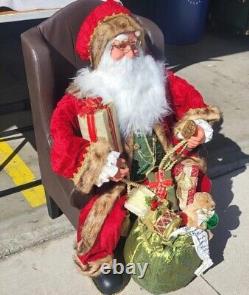 31 Santa Claus Sitting in Wing Chair Holiday Christmas Display, Presents, Toys