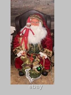 31 Santa Claus Sitting in Wing Chair Holiday Christmas Display, Presents, Toys