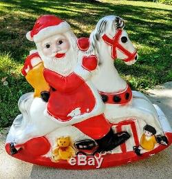 31 Santa Claus on Rocking Horse Lighted Christmas Blow Mold Outdoor Yard