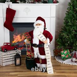 32 Traditional Standing Santa Claus Christmas Figure with Name List and Gift Ba