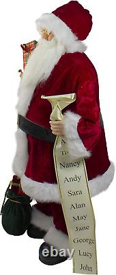 32 Traditional Standing Santa Claus Christmas Figure with Name List and Gift Ba