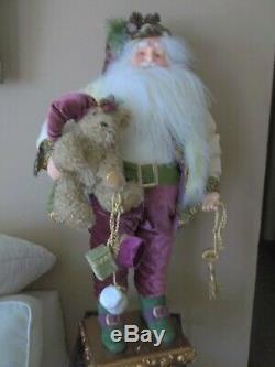 32 big SANTA CLAUS noble CHRISTMAS figure doll with TEDDY BEAR boyds large