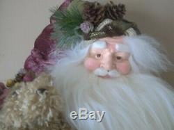 32 big SANTA CLAUS noble CHRISTMAS figure doll with TEDDY BEAR boyds large