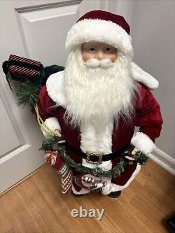 34 Santa Claus Christmas Figure With Staff And Packages Red/Green Decoration