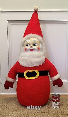 35 TALL 1960's Roly Poly Santa Claus CHRISTMAS Plush Excelsior Stuffed Doll