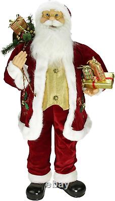 36 Holly Berry Santa Claus with Presents and Gift Bag Christmas Figure