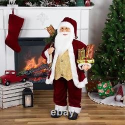 36 Holly Berry Santa Claus with Presents and Gift Bag Christmas Figure