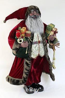 36 Inch Standing Sensational African American Black Ethnic Santa Claus Figurine