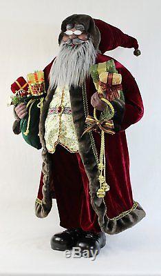 36 Inch Standing Sensational African American Black Ethnic Santa Claus Figurine