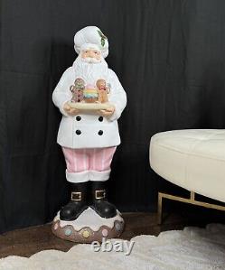 37''Christmas Chef Santa Claus With Gingerbread & Cupcake. Outside /Inside Decor