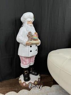 37''Christmas Chef Santa Claus With Gingerbread & Cupcake. Outside /Inside Decor