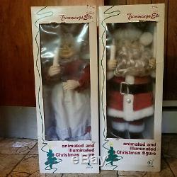 4 Telco Trimmings Lit Up Motion Animated Christmas Figures Santa Claus Scrooge