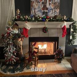 48 Standing Woodland Santa Claus Christmas Figure with Axe and Flocked Alpine T