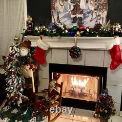 48 Standing Woodland Santa Claus Christmas Figure with Axe and Flocked Alpine T