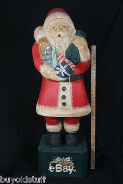 4ft Tall Antique STORE DISPLAY Paper Mache Santa Claus LIFE SIZE Christmas 1930s