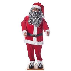 5.8 ft Life Size Animated Black African American Santa Claus Christmas Figure