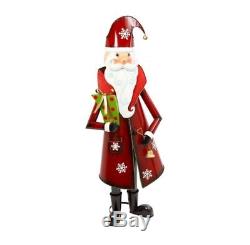 5 Ft Metal Santa Claus Whimsical w Present Bell Christmas Xmas Decor Prop Figure
