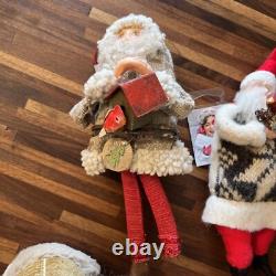 5 Hand Crafted Vintage Santa Claus Christmas Figure Hand Sewn And Painted 8H