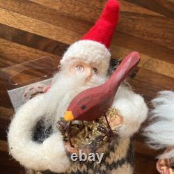 5 Hand Crafted Vintage Santa Claus Christmas Figure Hand Sewn And Painted 8H