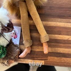 5 Hand Crafted Vintage Santa Claus Christmas Figure Hand Sewn And Painted 8H