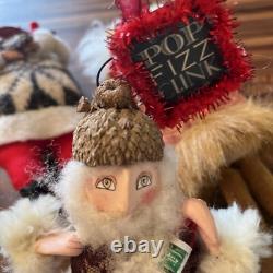 5 Hand Crafted Vintage Santa Claus Christmas Figure Hand Sewn And Painted 8H
