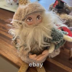 5 Hand Crafted Vintage Santa Claus Christmas Figure Hand Sewn And Painted 8H