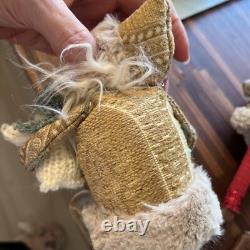 5 Hand Crafted Vintage Santa Claus Christmas Figure Hand Sewn And Painted 8H