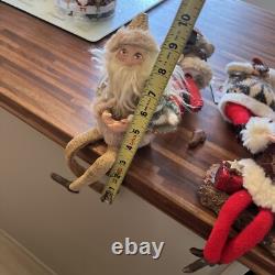 5 Hand Crafted Vintage Santa Claus Christmas Figure Hand Sewn And Painted 8H