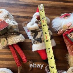 5 Hand Crafted Vintage Santa Claus Christmas Figure Hand Sewn And Painted 8H