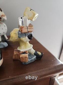 5 Louisville Stoneware Pottery Santa, Mrs Claus, Rocking Horse, 2 Elf Figurines