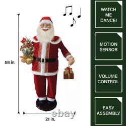 58 Dancing Santa Claus Animatronic with Prelit Tree & Motion-Activated Decor