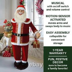 58 Dancing Santa Claus Animatronic with Prelit Tree & Motion-Activated Decor