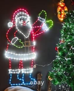 5FT Lighted Waving Santa Claus Animated Christmas Decoration, 273 Leds Neon Ligh