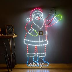5FT Lighted Waving Santa Claus Animated Christmas Decoration, 273 Leds Neon Ligh