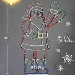 5FT Lighted Waving Santa Claus Animated Christmas Decoration, 273 Leds Neon Ligh