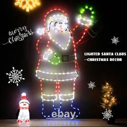 5FT Lighted Waving Santa Claus Animated Christmas Decoration, 273 Leds Neon Ligh
