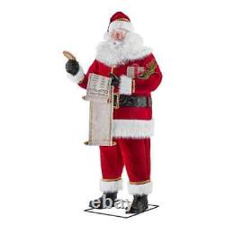 6' ANIMATED LIFE-SIZE SANTA CLAUS WITH WISHLIST Christmas Animatronic