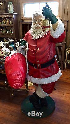 6 Ft. Santa Claus with Cloth Toy Bag Poly-Resin Fiberglass Christmas Statue