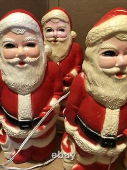 6 Vintage 13 Union Products Santa Claus Lighted Plastic Blow Mold Christmas