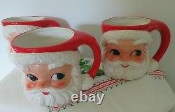 6 Vintage Lefton China Santa Claus Face Christmas Mugs 2542 Japan