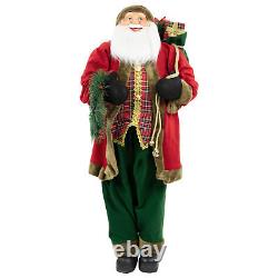 60 Santa Claus with Wreath and Gift Bag Standing Christmas Figure