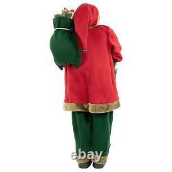 60 Santa Claus with Wreath and Gift Bag Standing Christmas Figure