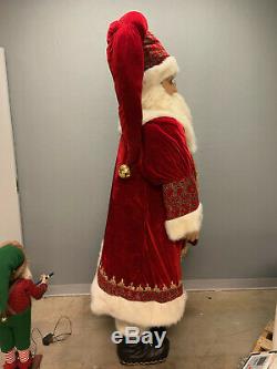 6ft Tall Life Size Santa Claus & Animated Elf Toy Bag Watch BIG Members Mark 07