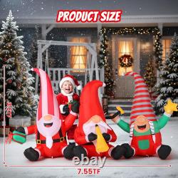 7.55FT Christmas Inflatables Silly Gnomes 2025 NEW LED Outdoor Decoration